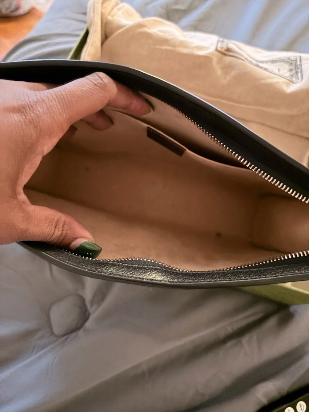 Gucci Beige GG Canvas Toiletry Pouch with Navy Trim and Red Stripe